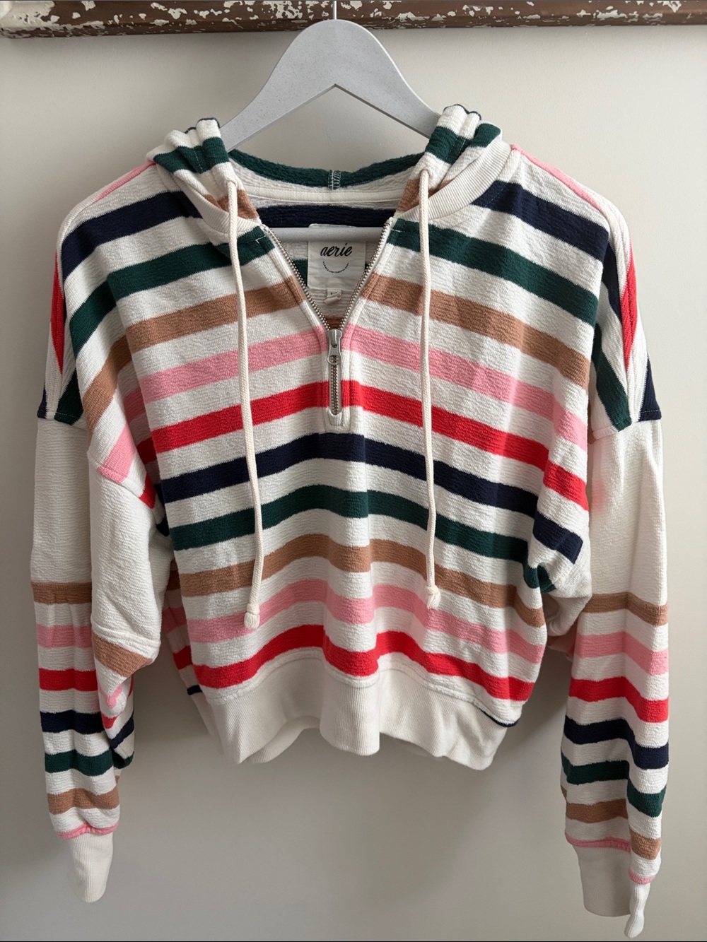 aerie Multi Striped Half-Zip Hoodie